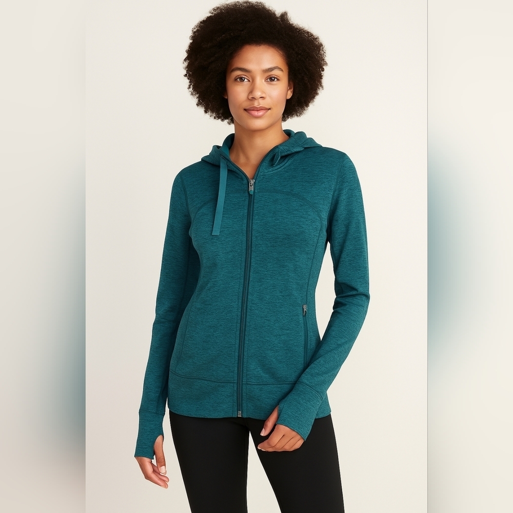 💙 GAPFit Teal Full Zip Performance Hoodie Jacket Size M
